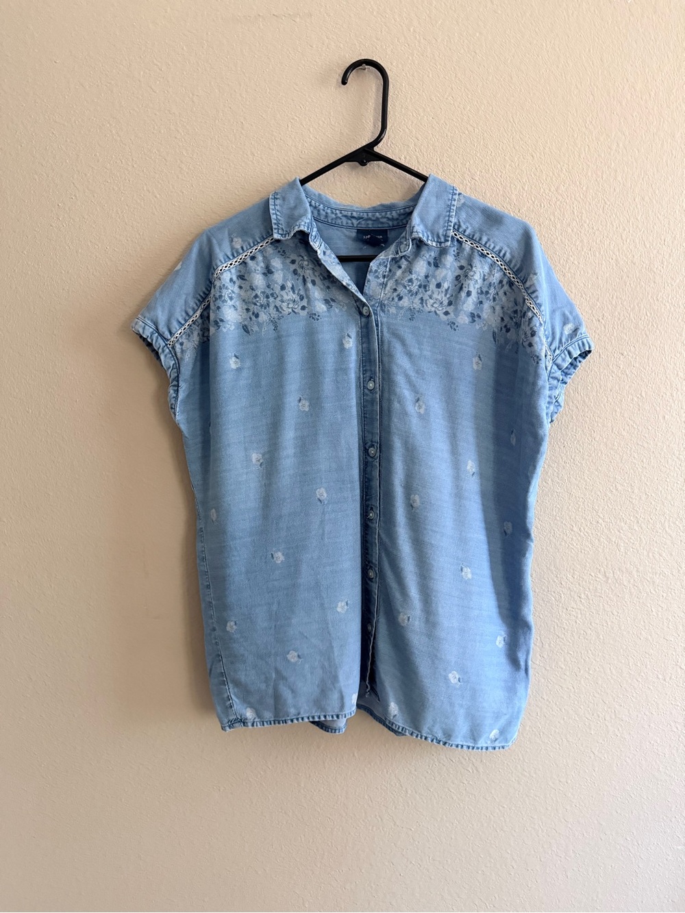 J. Jill Denim Floral Chambray Button Down